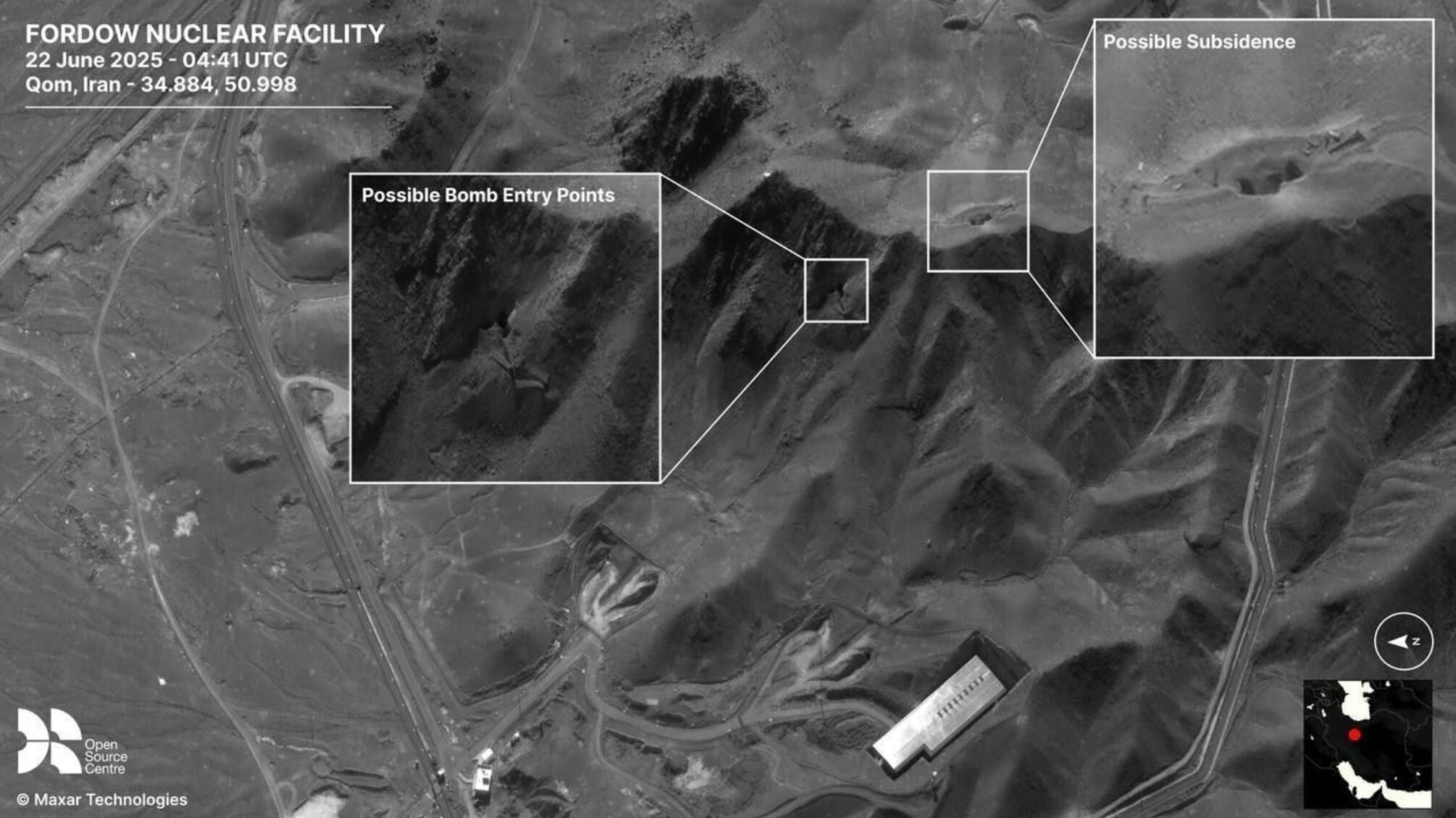 После удара по Фордо: поврежденные туннели, дым над объектом, вывезенное оборудование