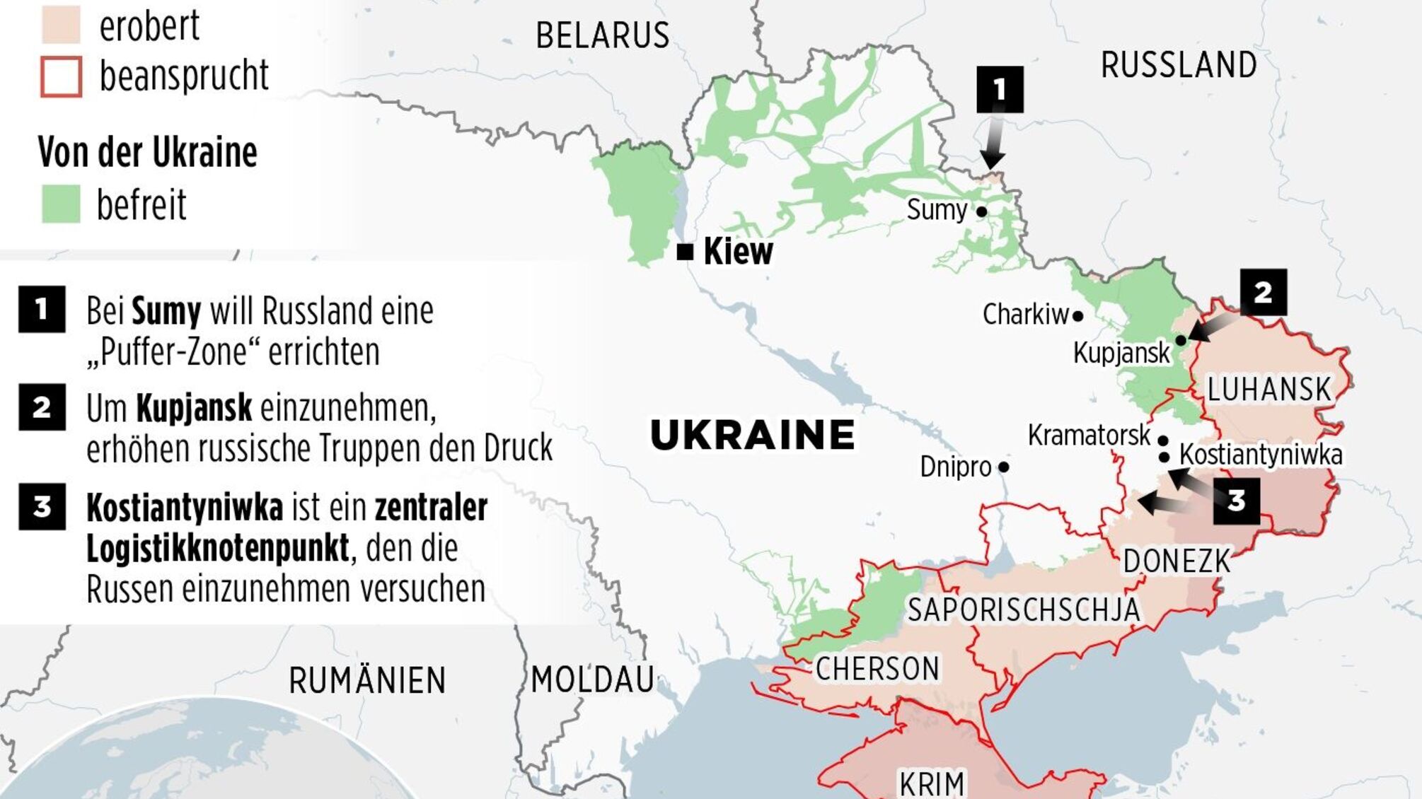 Россия за полгода захватила территорию Украины размером почти с Люксембург
