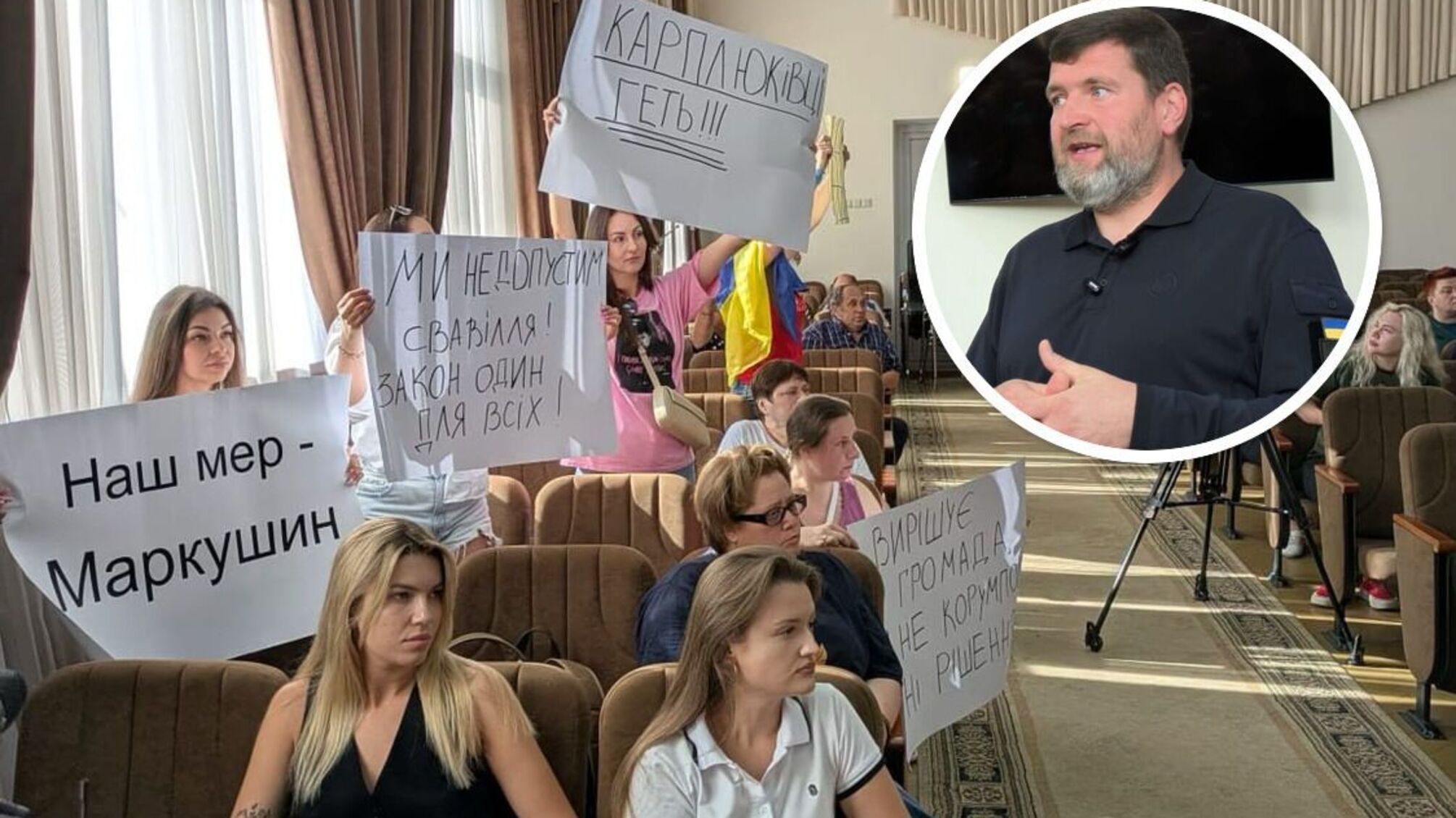 'Переворот' не вдався? Ірпінці вийшли до стін міськради на підтримку мера Маркушина