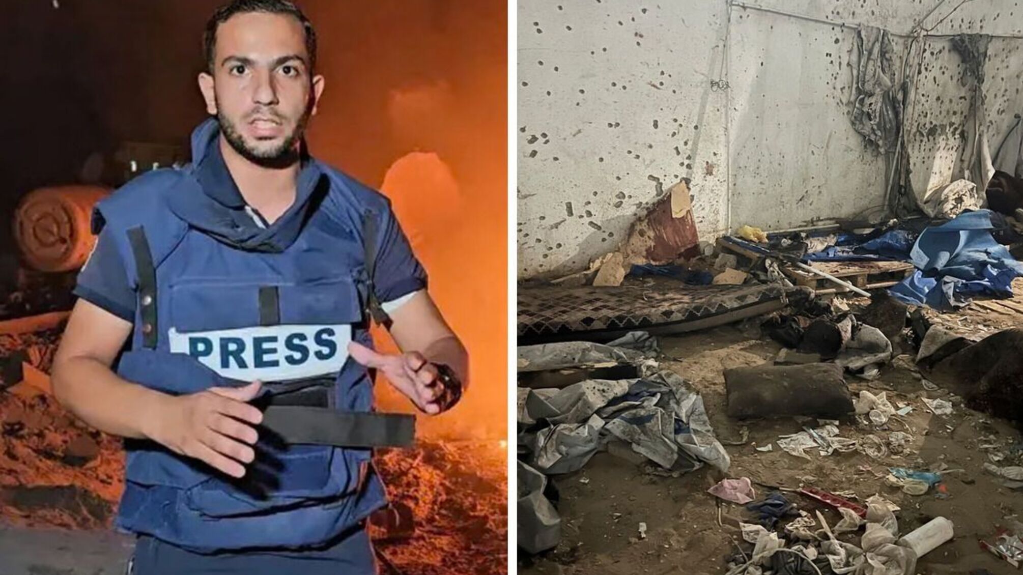 Палатка возле больницы аль-Шифа, где погиб Анас аль-Шариф и еще шесть человек в результате израильского удара