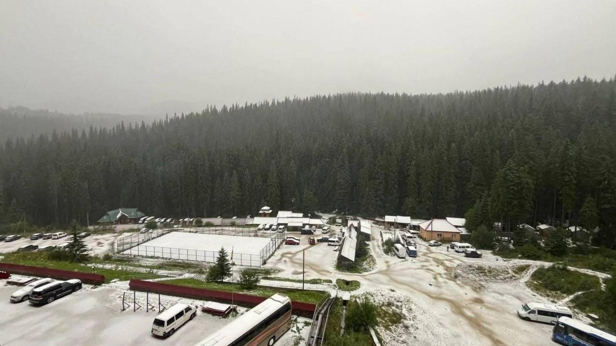 В Карпатах среди лета выпал снег — зафиксировано на Заросляке