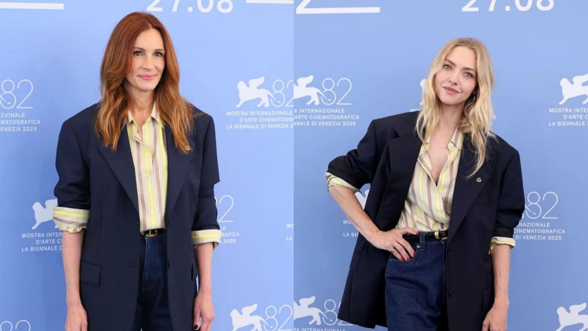 Джулия Робертс и Аманда Сейфрид появились в Венеции в одинаковых образах от Versace