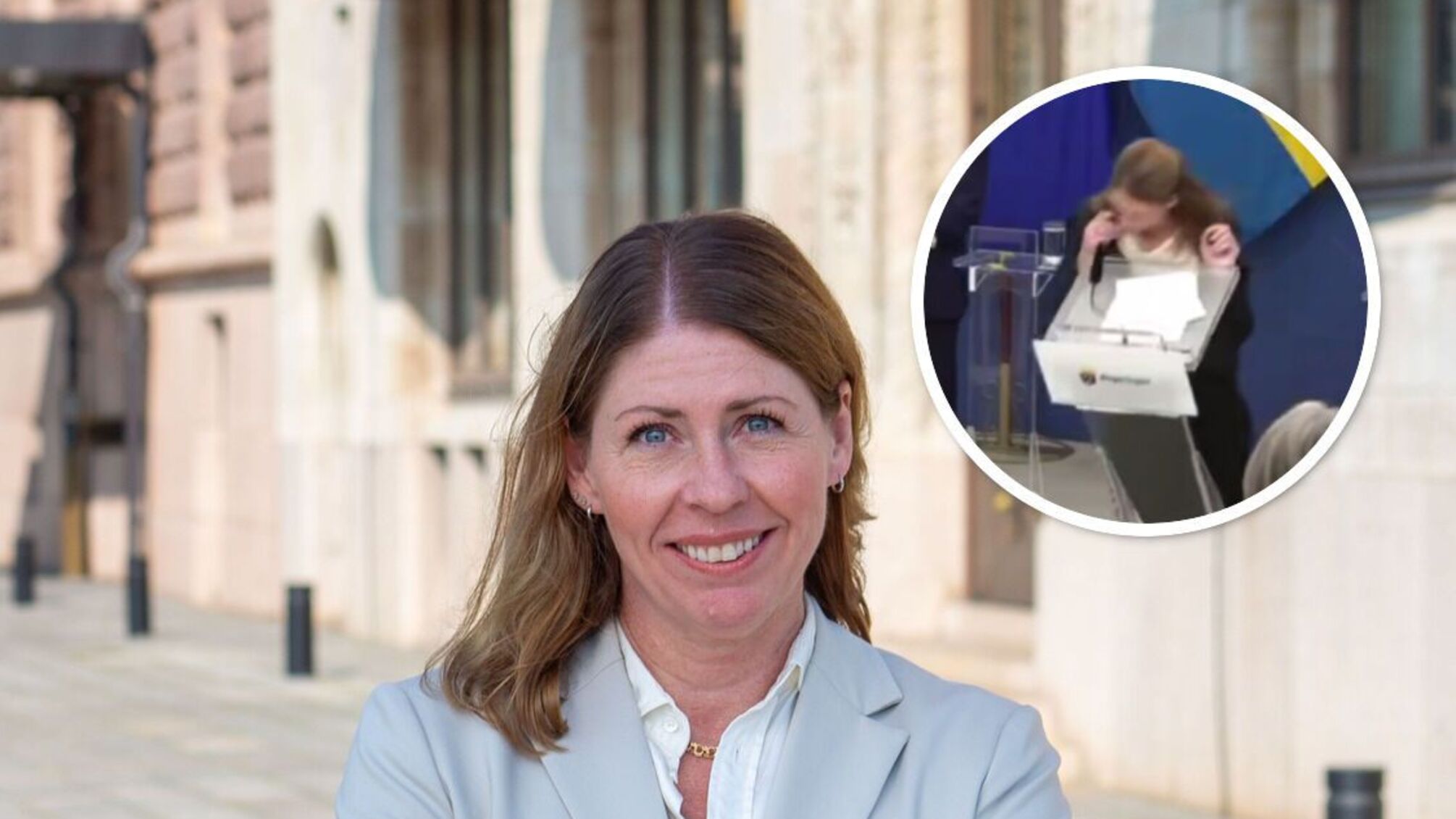 В Швеции министер здравоохранения упала на сцене во время прямого эфира