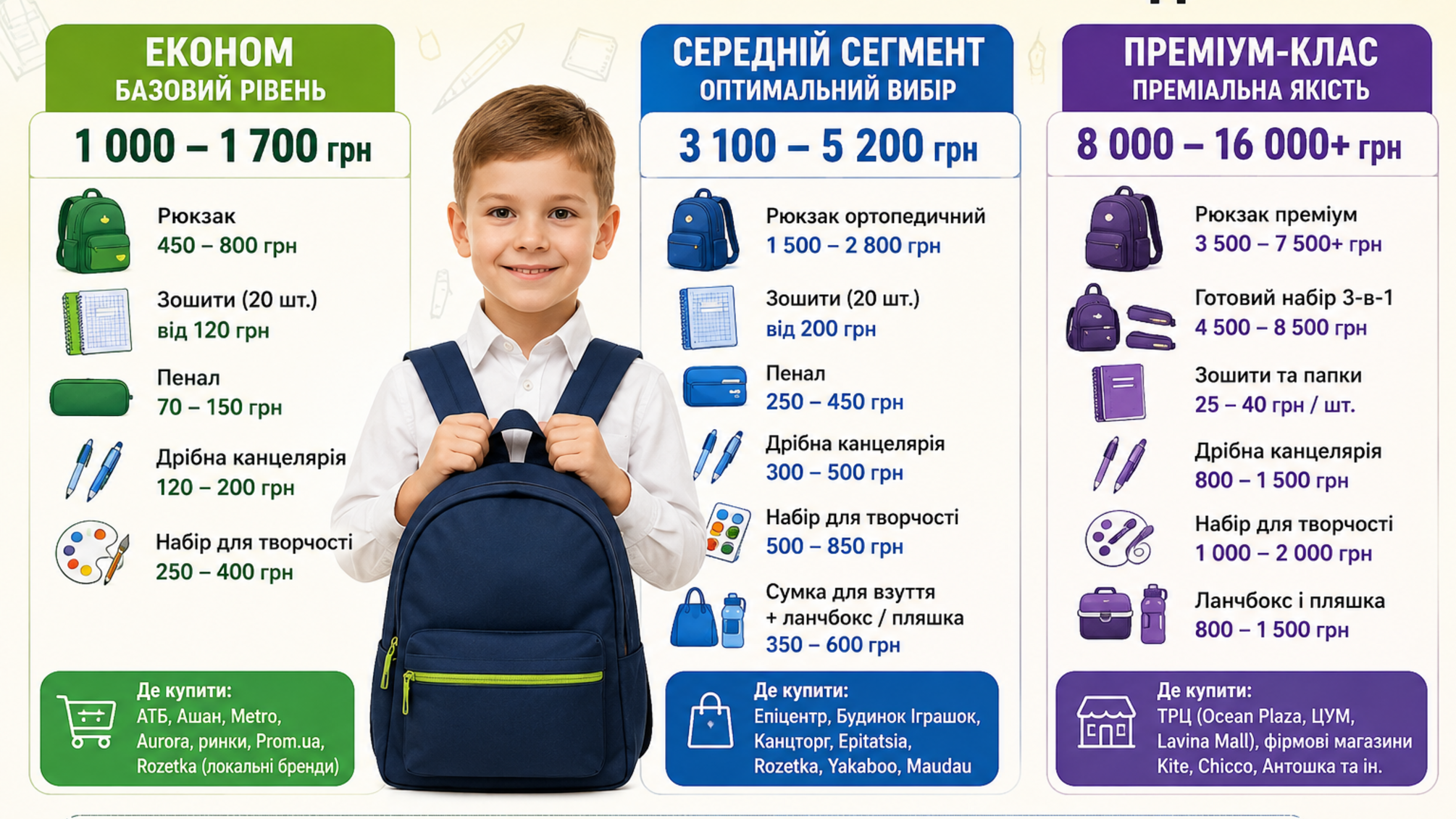 От 1 до 16 тысяч: сколько родителям будет стоить собрать ребенка в первый класс